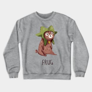 Pug in a frog costume.. Frug. Crewneck Sweatshirt